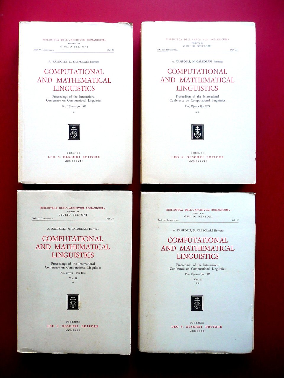 Computational and Mathematical Linguistics Olschki 1977 2 Volumi 4 Tomi …