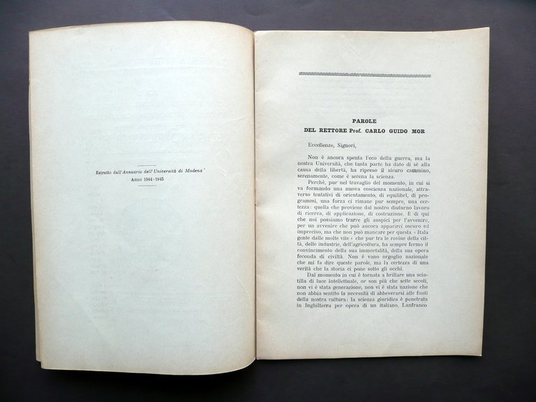 Conferimento Titolo Professore Onorario Storia della Medicina Hume Modena 1945 | Immagine Gallery 2