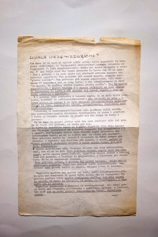 Contestazione Ciclostilato Giovent˘ Studentesca Liceo Tassoni Modena Anni '70