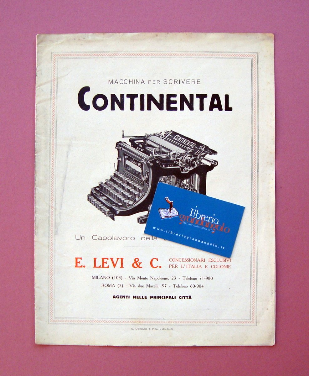 Continental macchina per scrivere depliant primi '900