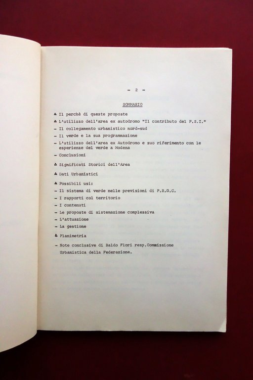 Contributo alla Discussione Utilizzo Area dell'Ex Autodromo Modena 1979 PSI