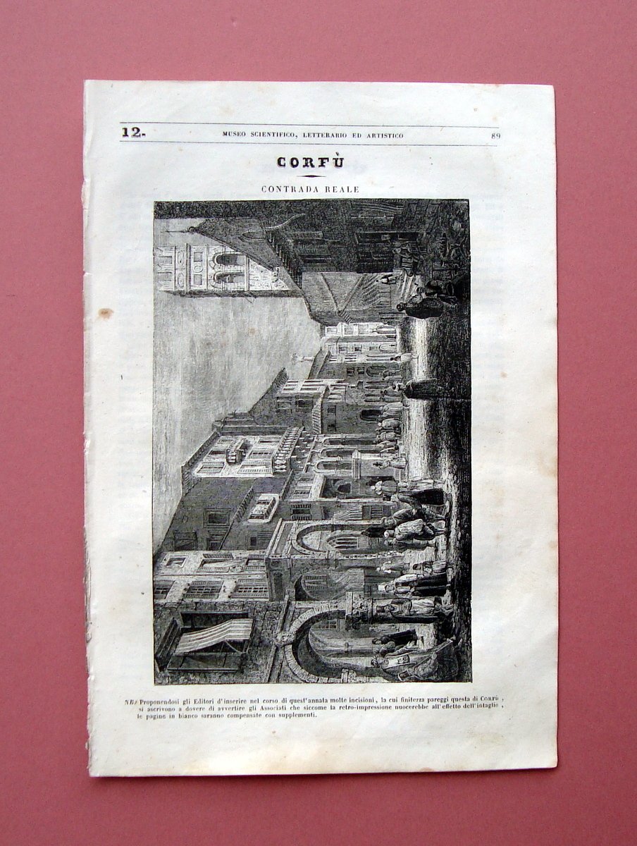 Corf˘ Contrada Reale Incisione Museo Scientifico Letterario n 12 21 … | Immagine principale
