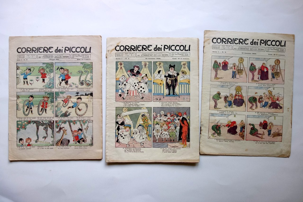 Corriere dei Piccoli 3 Numeri Anno I e V 1909-13 …