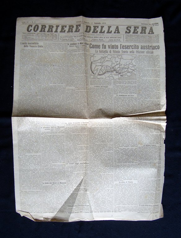 Corriere della Sera 1919 due Prime Pagine Vittorio Veneto Esercito …