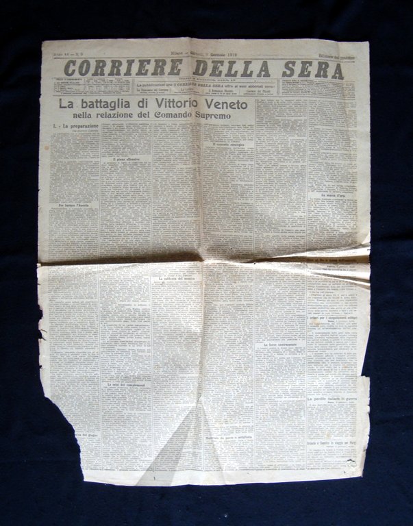 Corriere della Sera 1919 due Prime Pagine Vittorio Veneto Esercito …