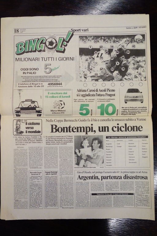 CORRIERE DELLO SPORT MORTE ENZO FERRARI SI E' FERMATO 17/8/1988 …