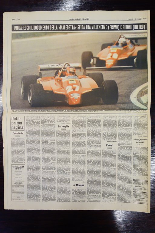 CORRIERE DELLO SPORT MORTE VILLENEUVE ATROCE ZOLDER PIRONI 10/5/1982 COMPLETO