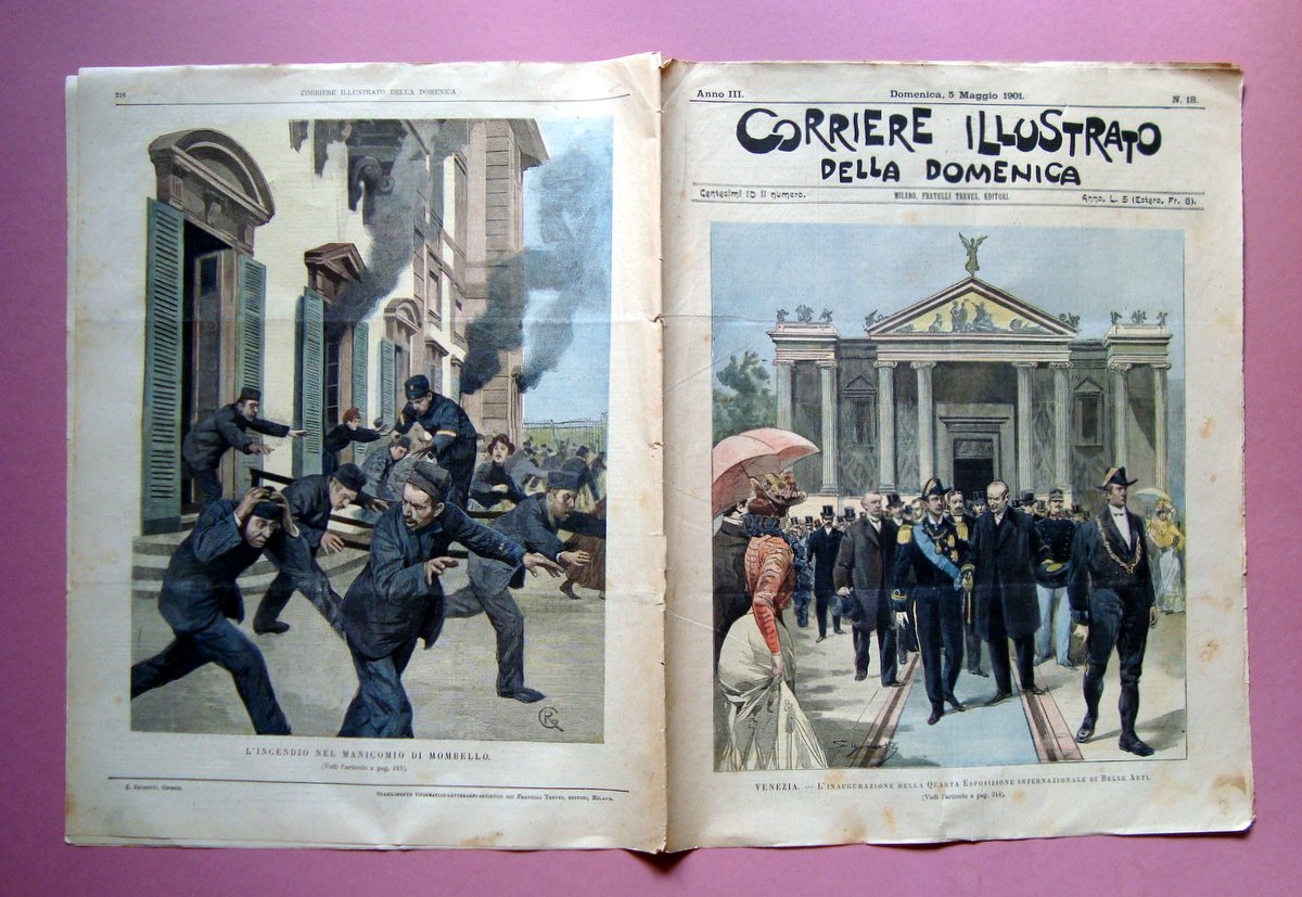 Corriere Illustrato Domenica n.18 1901 Incendio Manicomio Mombello