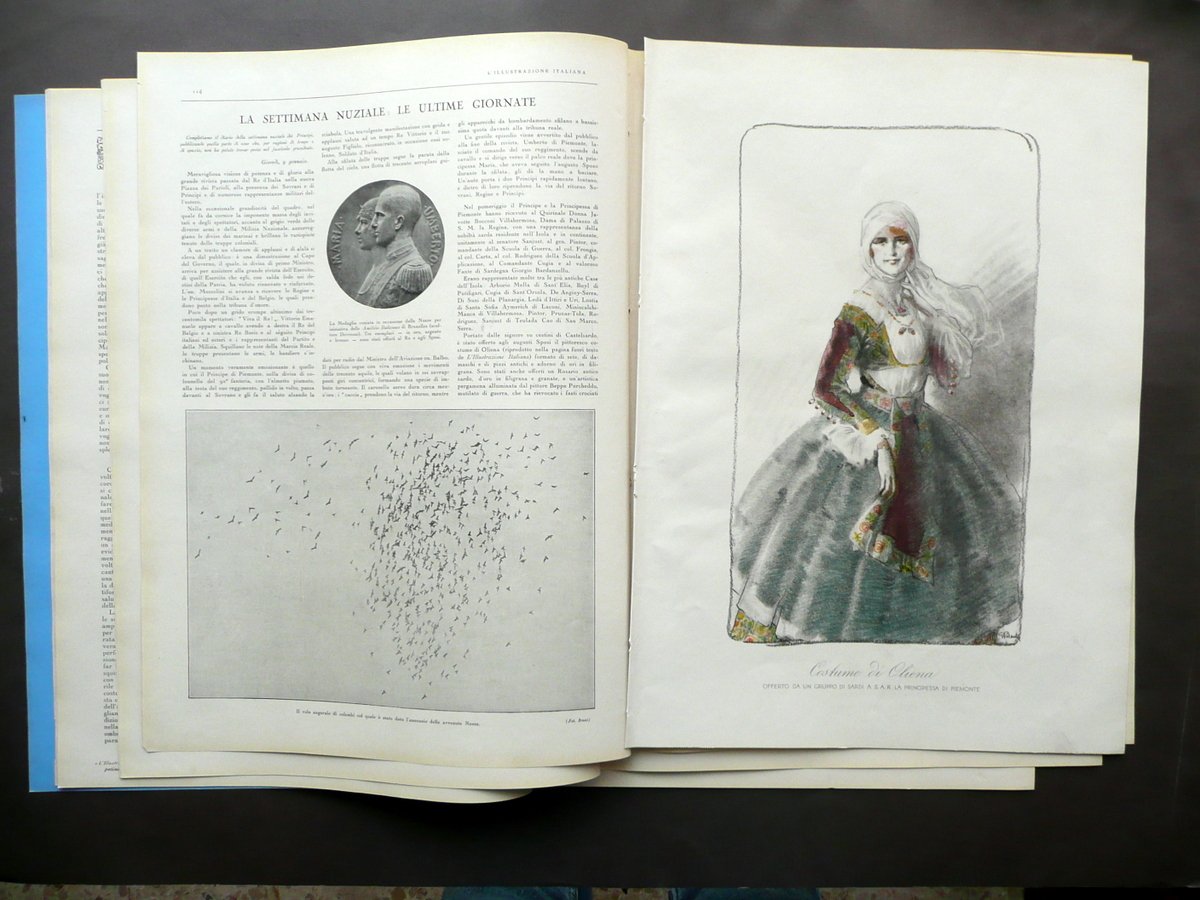 Costume di Oliena Sardegna Tavola L'Illustrazione Italiana Nozze Savoia 1930