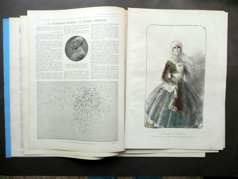 Costume di Oliena Sardegna Tavola L'Illustrazione Italiana Nozze Savoia 1930