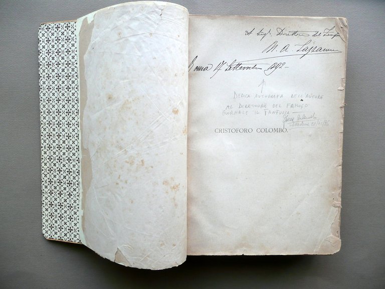 Cristoforo Colombo Osservazioni Critiche Lazzaroni Treves 1892 2 Voll. Autografo