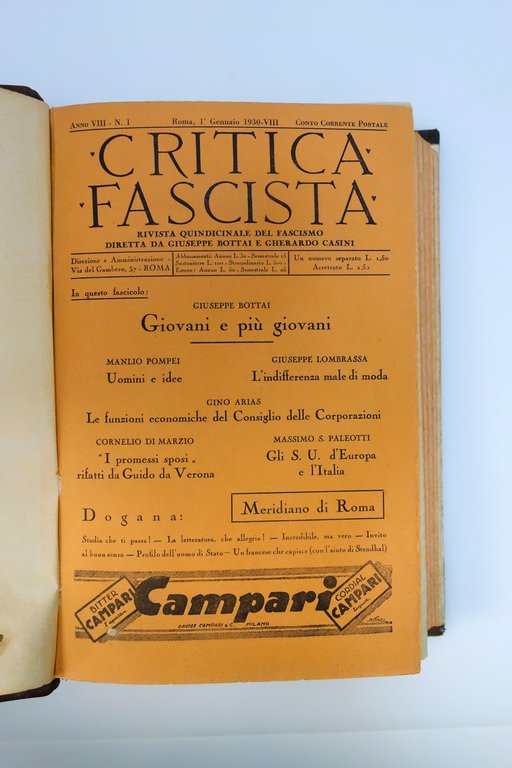 Critica Fascista Anno VIII 1930 24 Numeri Anno Completo Bottai …