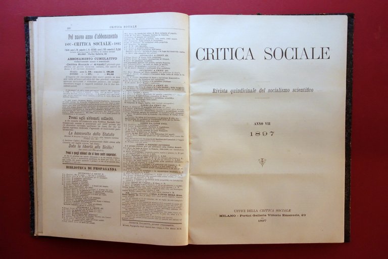 Critica Sociale Rivista del Socialismo Luglio 1896 Dicembre 1897 36 …