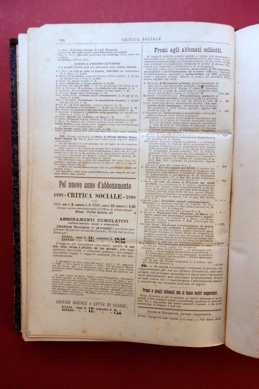 Critica Sociale Rivista del Socialismo Luglio 1896 Dicembre 1897 36 …