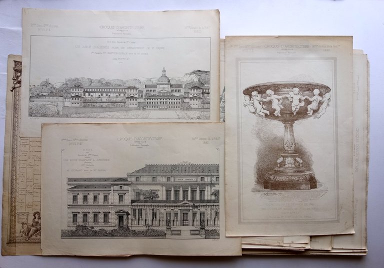 Croquis d'Architecture Intime Club 95 Tavole 1880-82 Architettura Non Completo