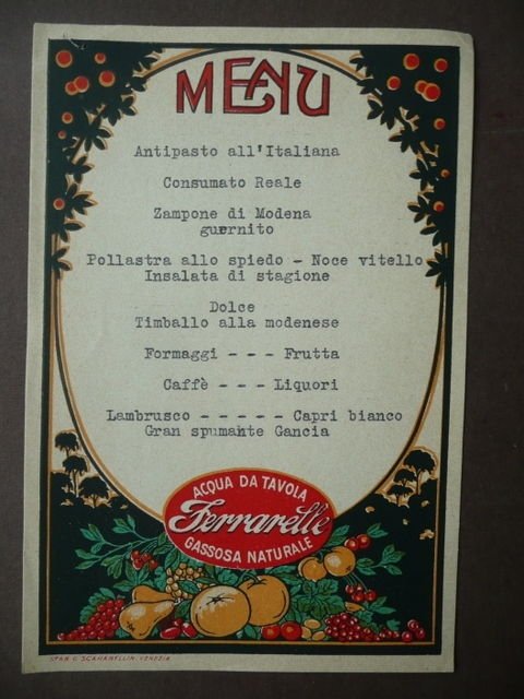 Cucina Men˘ Modenese Pubblicit‡ Ferrarelle Zampone Timballo Lambrusco Modena