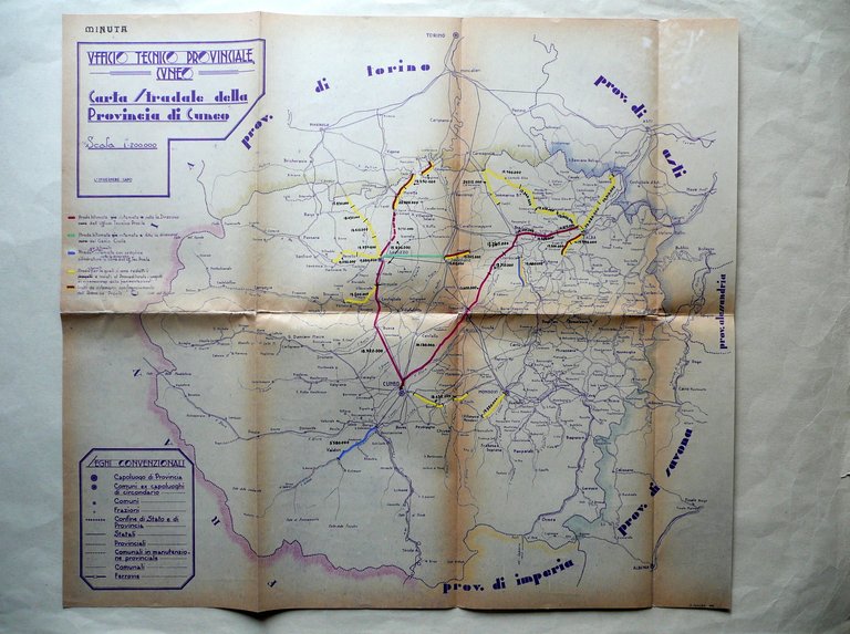 Cuneo Ufficio Tecnico Provinciale 2 Carte Stradali Relazioni Lavori 1939-47