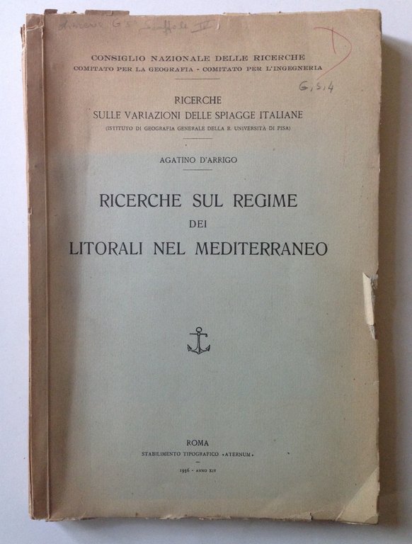 D'ARRIGO AGATINO RICERCHE SUL REGIME DEI LITORALI DEL MEDITERRANEO ATERNUM …