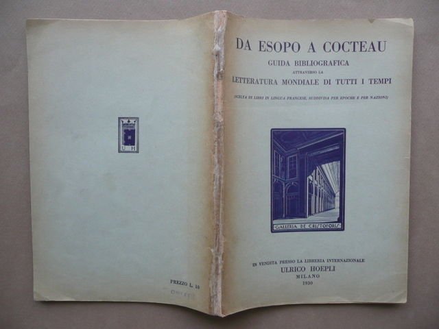 Da Esopo A Cocteau Guida Bibliografica Francia Hoepli Milano 1930 …