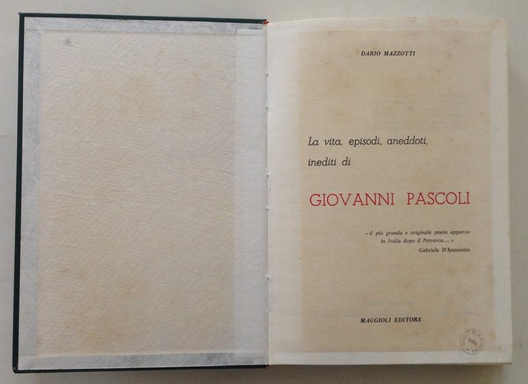 Dario Mazzotti La Vita Episodi Aneddoti Inediti di Giovanni Pascoli … | Immagine Gallery 3
