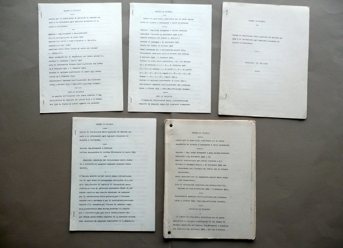 Dattiloscritti Nuovo Acquedotto S. Maria a Mantignano Firenze Relazioni 1930 | Immagine principale