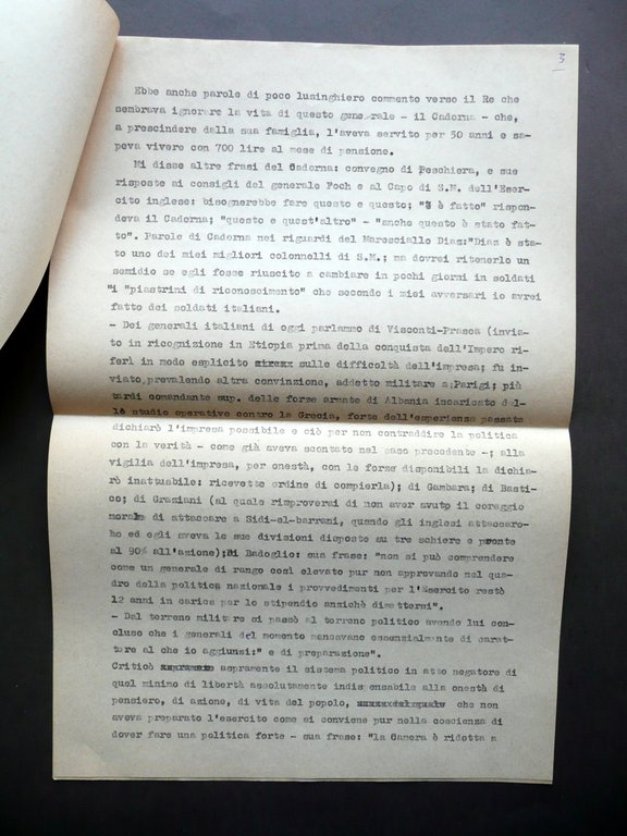 Dattiloscritto Colloquio con Carlo Delcroix Inedito 1941 Capitani Rosselli