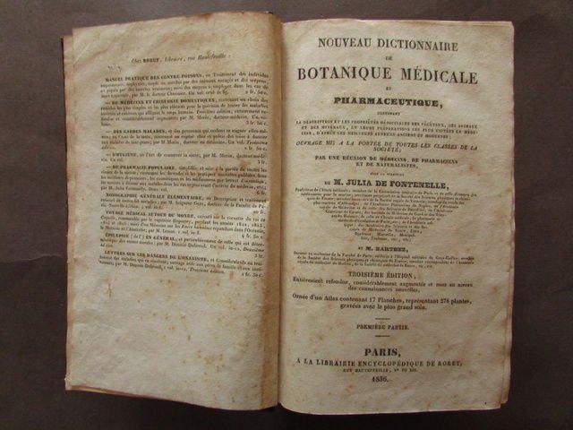 De Fontenelle Dictionnaire Botanique Medicale Atlante Botanico Fitoterapia 1836