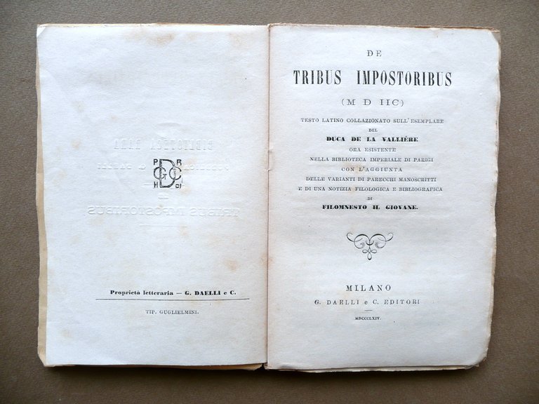 De Tribus Impostoribus Duca De La Valliere Daelli Milano 1864 … | Immagine Gallery 3