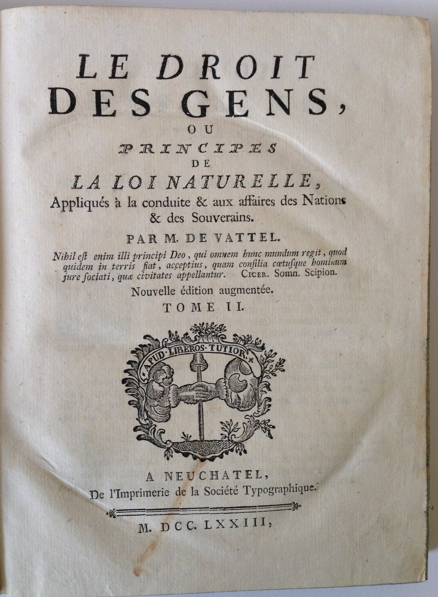 DE VATTEL LE DROIT DES GENS OU PRINCIPES DE LA … | Immagine principale