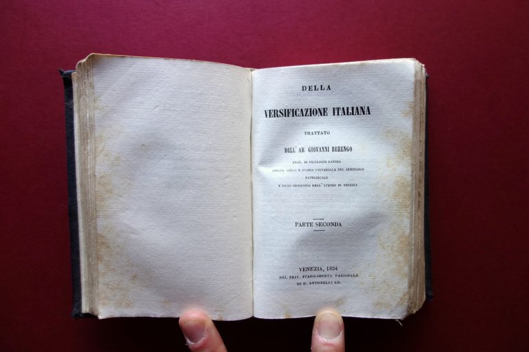 Della Versificazione Italiana Giovanni Berengo Antonelli 1852 2 Parti Completo | Immagine Gallery 2
