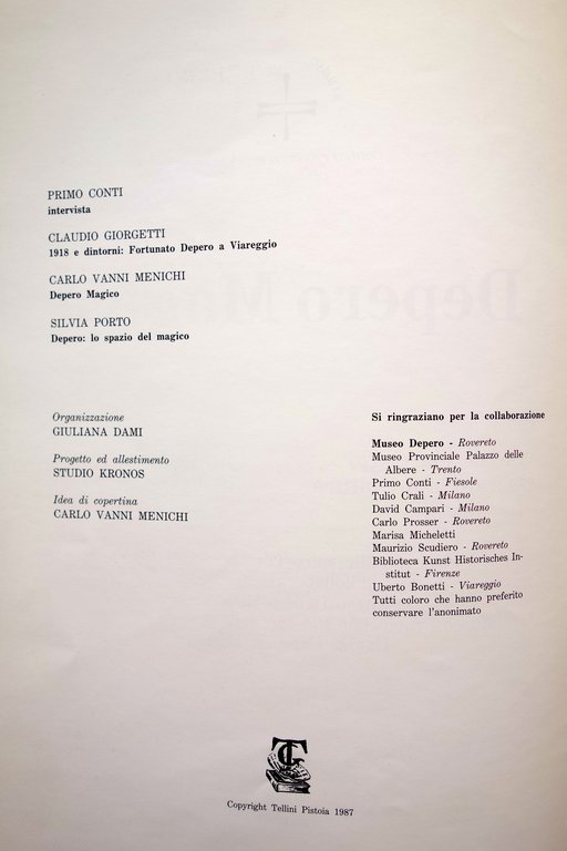 Depero Magico Studio Kronos Tellini Catalogo Mostra Viareggio Futurismo 1987