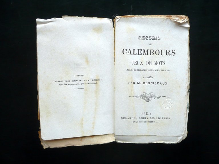 DESCISEAUX RECUEIL DE CHARADES ET D'ENIGMES EXTRAITES DES AUTEURS DELARUE …
