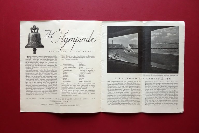 Deutschland Olympische Spiele Berlin 1936 Olimpiadi Berlino Fascicolo Programma