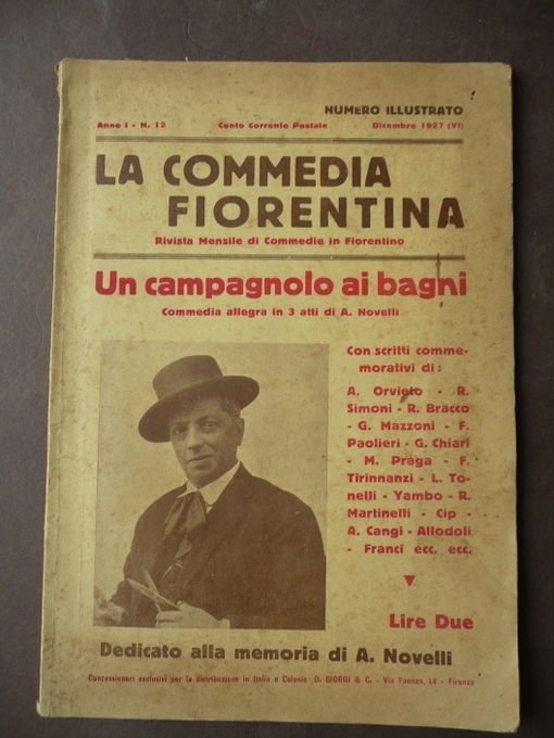 Dialetto Firenze Commedia Fiorentina 1927 Novelli Campagnolo ai Bagni Yambo