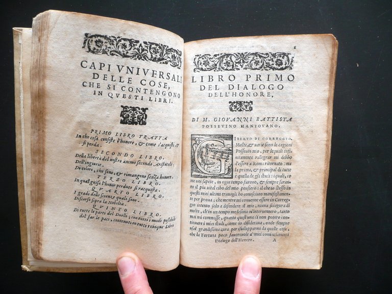 Dialogo dell'Honore Giovanni Battista Possevini Mantovano Ferrari Venezia 1566