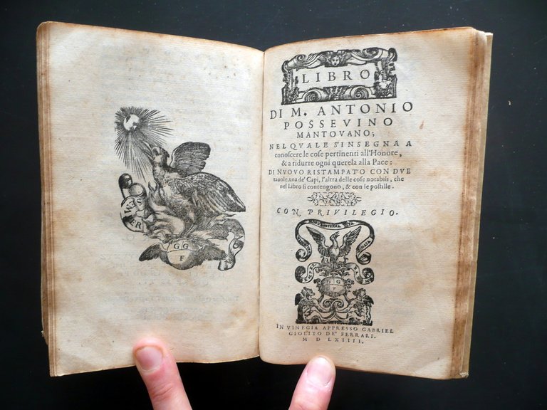 Dialogo dell'Honore Giovanni Battista Possevini Mantovano Ferrari Venezia 1566