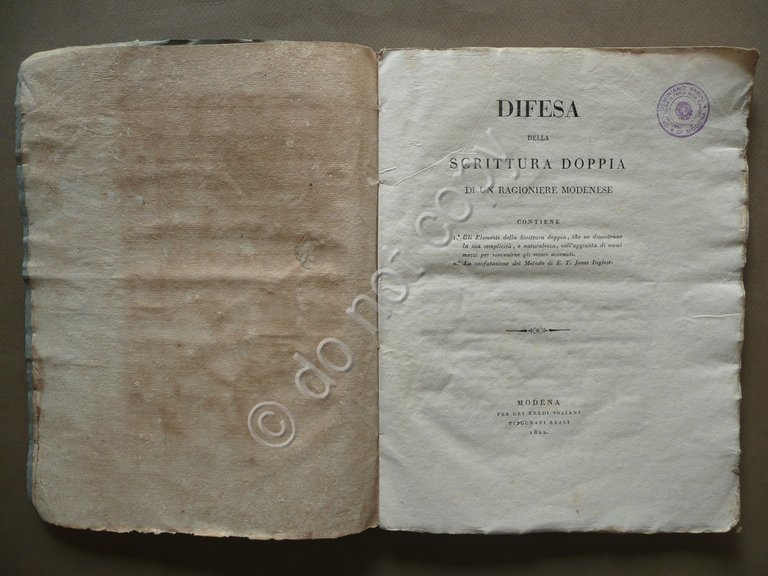 Difesa della Scrittura Doppia Ragioniere Modenese Confutazione Metodo Jones 1822 | Immagine Gallery 4