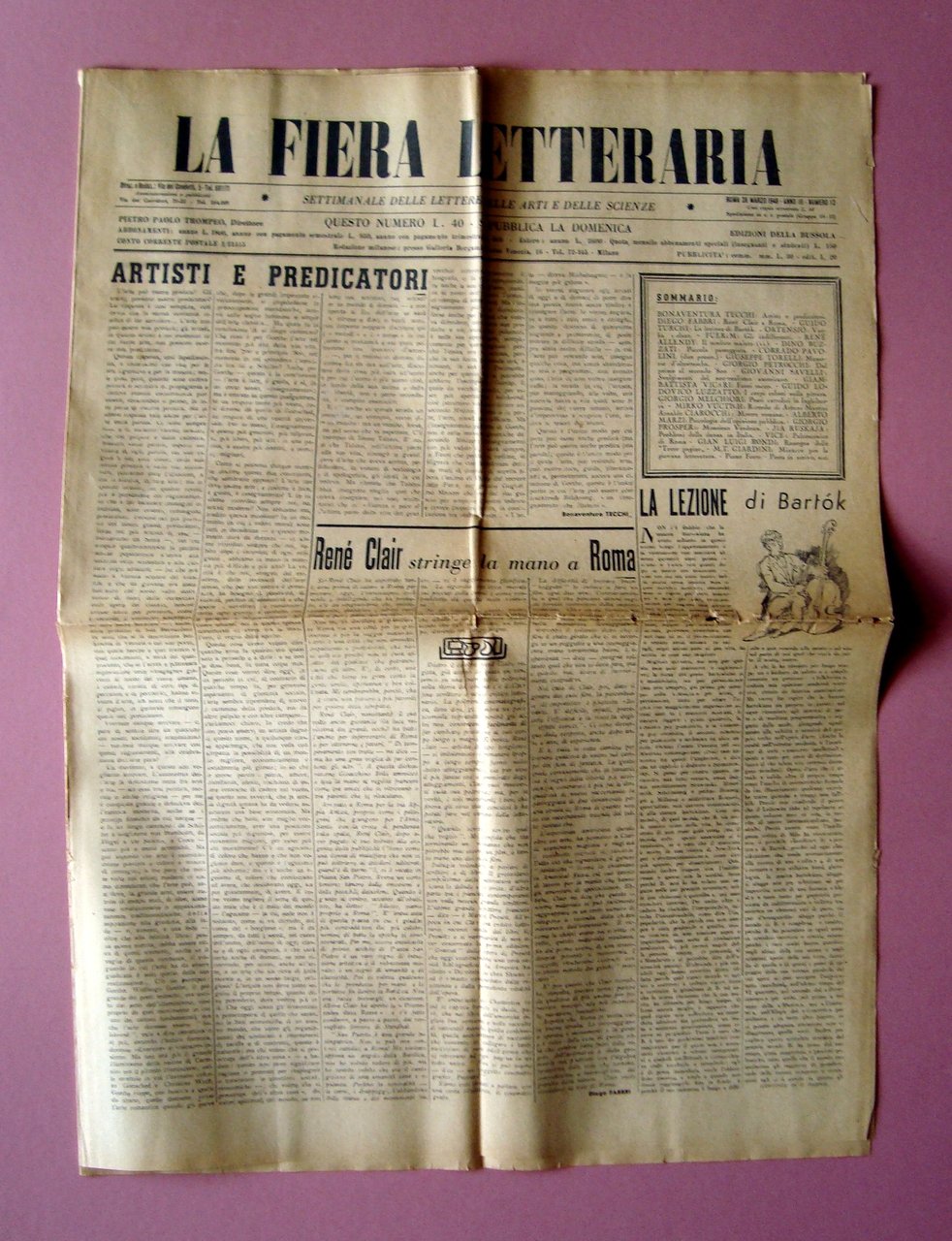 Dino Buzzati Piccola passeggiata La Fiera Letteraria Anno III N.12 …