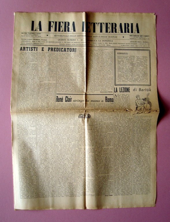 Dino Buzzati Piccola passeggiata La Fiera Letteraria Anno III N.12 28/03/1948