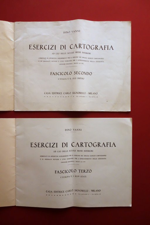 Dino Vanni Esercizi di Cartografia Signorelli Milano 1938 Fascicoli 2 …