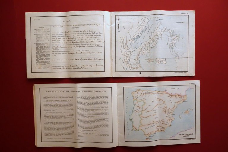 Dino Vanni Esercizi di Cartografia Signorelli Milano 1938 Fascicoli 2 …
