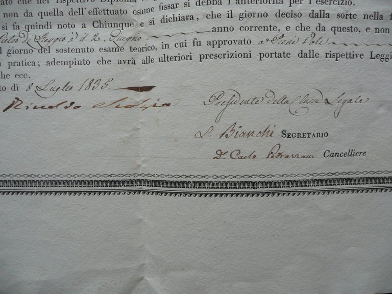 Diploma Regia Universit‡ di Modena Notariato Teorico Pietro Botti Sigillo …