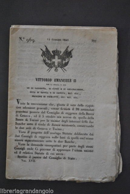 Diritto Economia Fusioni Bancarie Banche Genova Torino Nazionale Savoia 1849