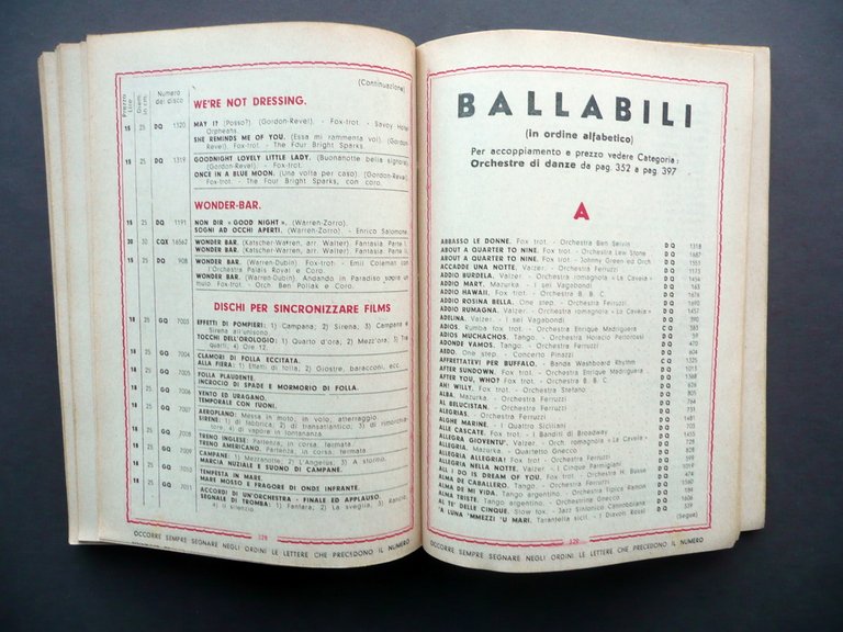 Dischi Columbia Catalogo Generale 1936 F. Passadoro Milano Musica