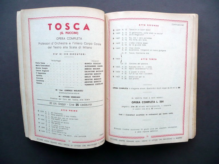 Dischi Columbia Catalogo Generale 1936 F. Passadoro Milano Musica