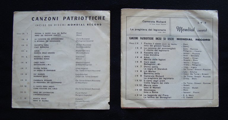 Dischi ventennio quattro buste anni 50 Mondial Record Fonola