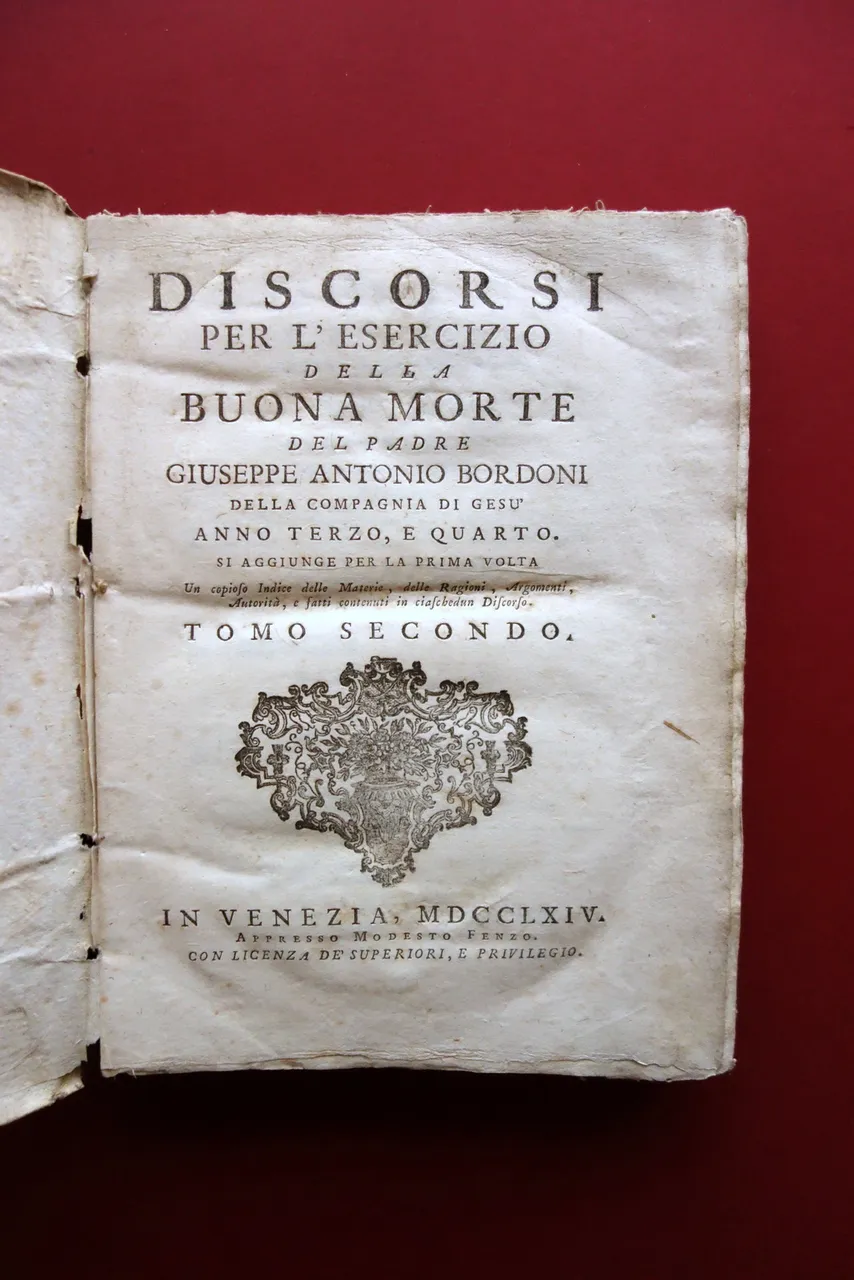 Discorsi per l'Esercizio della Buona Morte Bordoni Fenzo Venezia 1764 … | Immagine principale