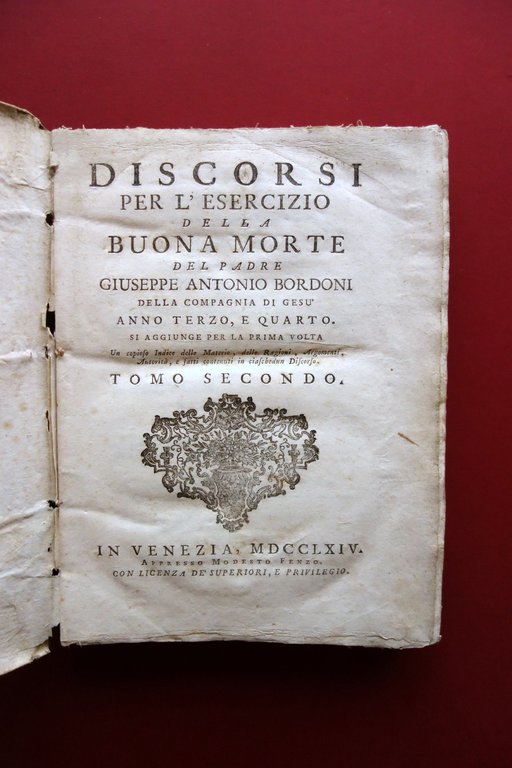Discorsi per l'Esercizio della Buona Morte Bordoni Fenzo Venezia 1764 … | Immagine Gallery 1