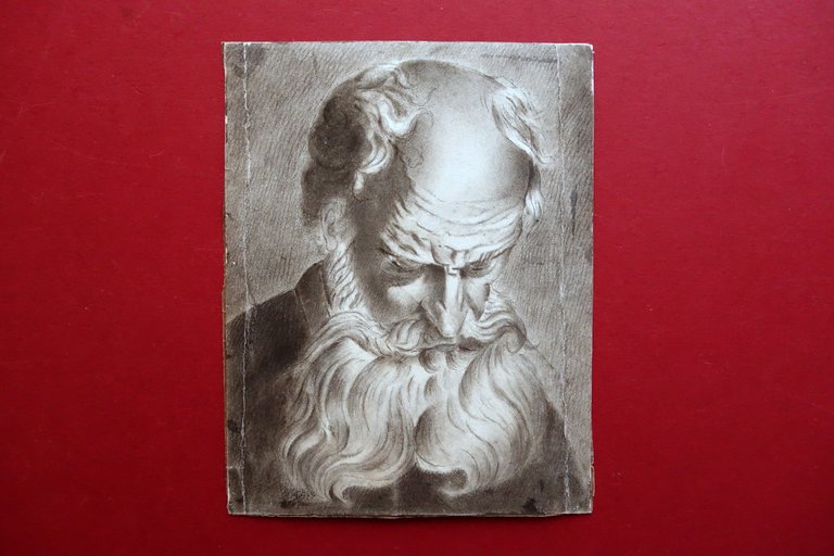 Disegno Accademico Biagio Martini Epaminonda Uomo Anziano Primo '800