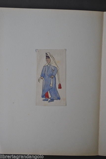 Disegno Acquerello Matita China Donna Turca Turchia Frammento 1850